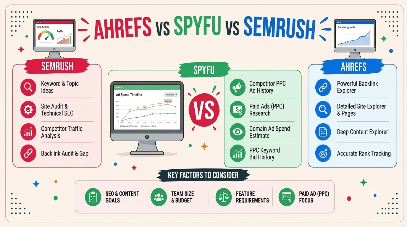 Ahrefs vs SpyFu vs Semrush